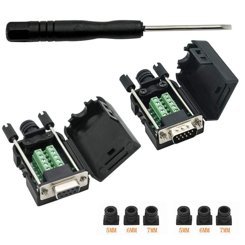 YIOVVOM DB9 Breakout Connector to Wiring Terminal RS232 D-SUB Female and Male Serial Port Breakout Board Solder-Free Module with case - Image 1